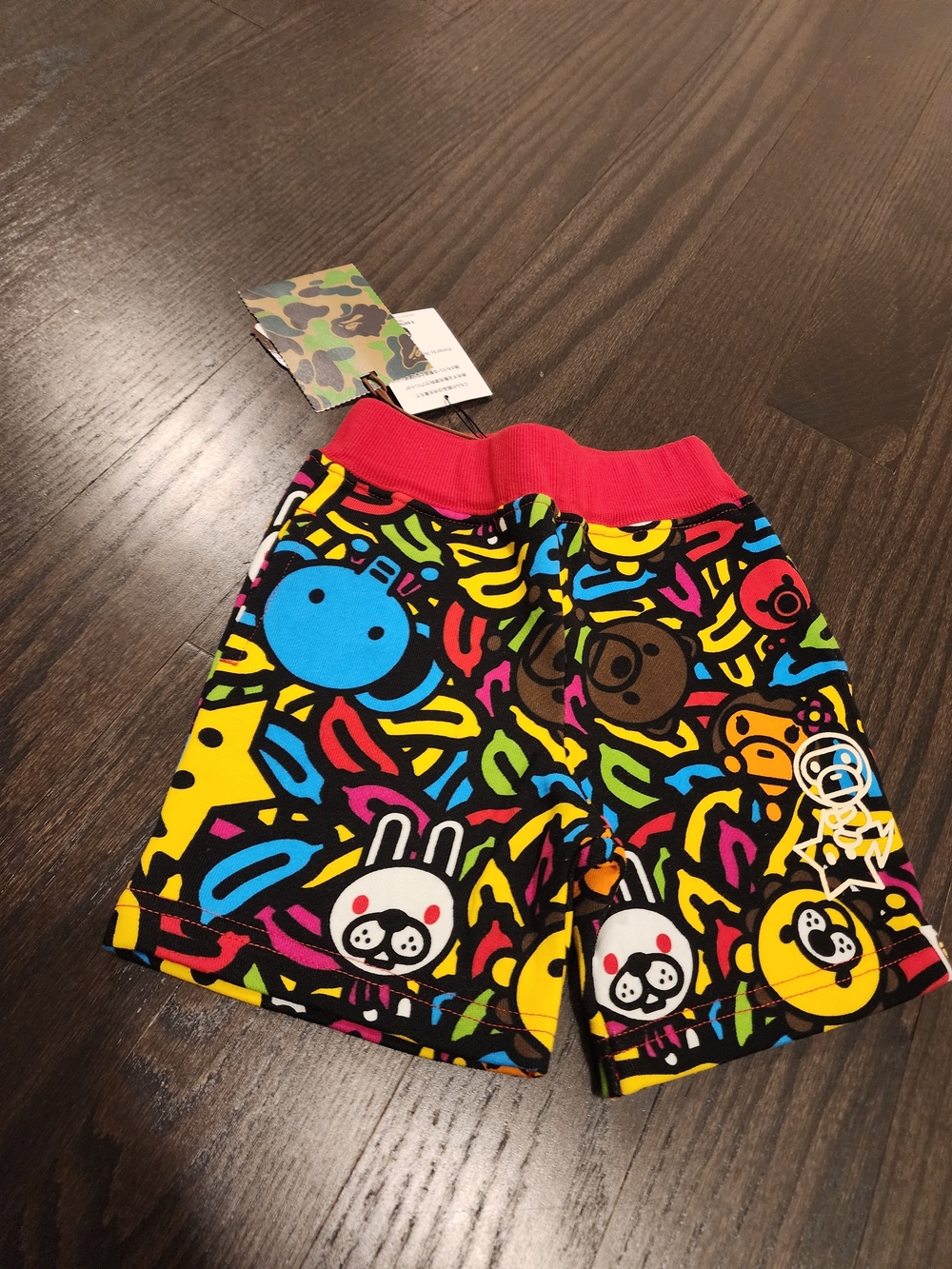 Kids Multicolor Character Print Shorts with Red Waistband